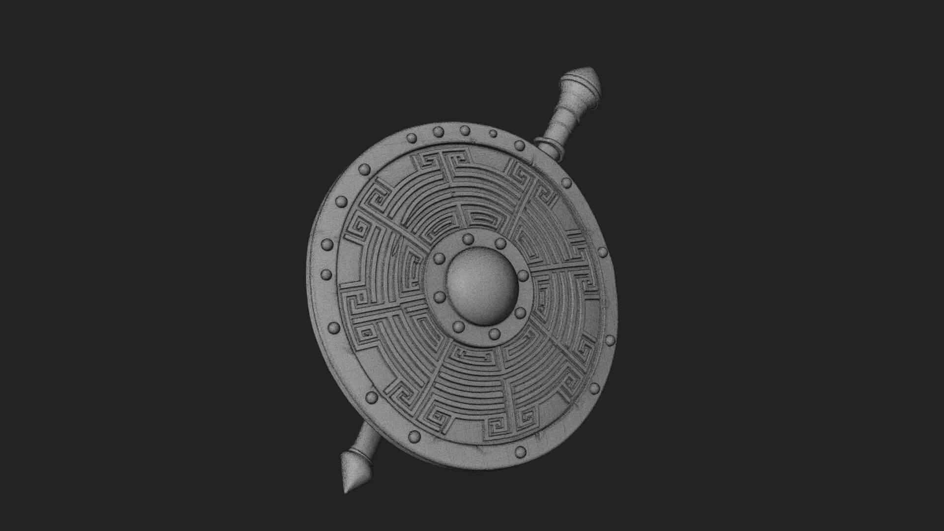Riveted Round War Shield Model Design 12 3D Print Model 3D Model