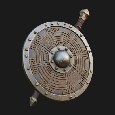 Riveted Round War Shield Model Design 12 3D Print Model