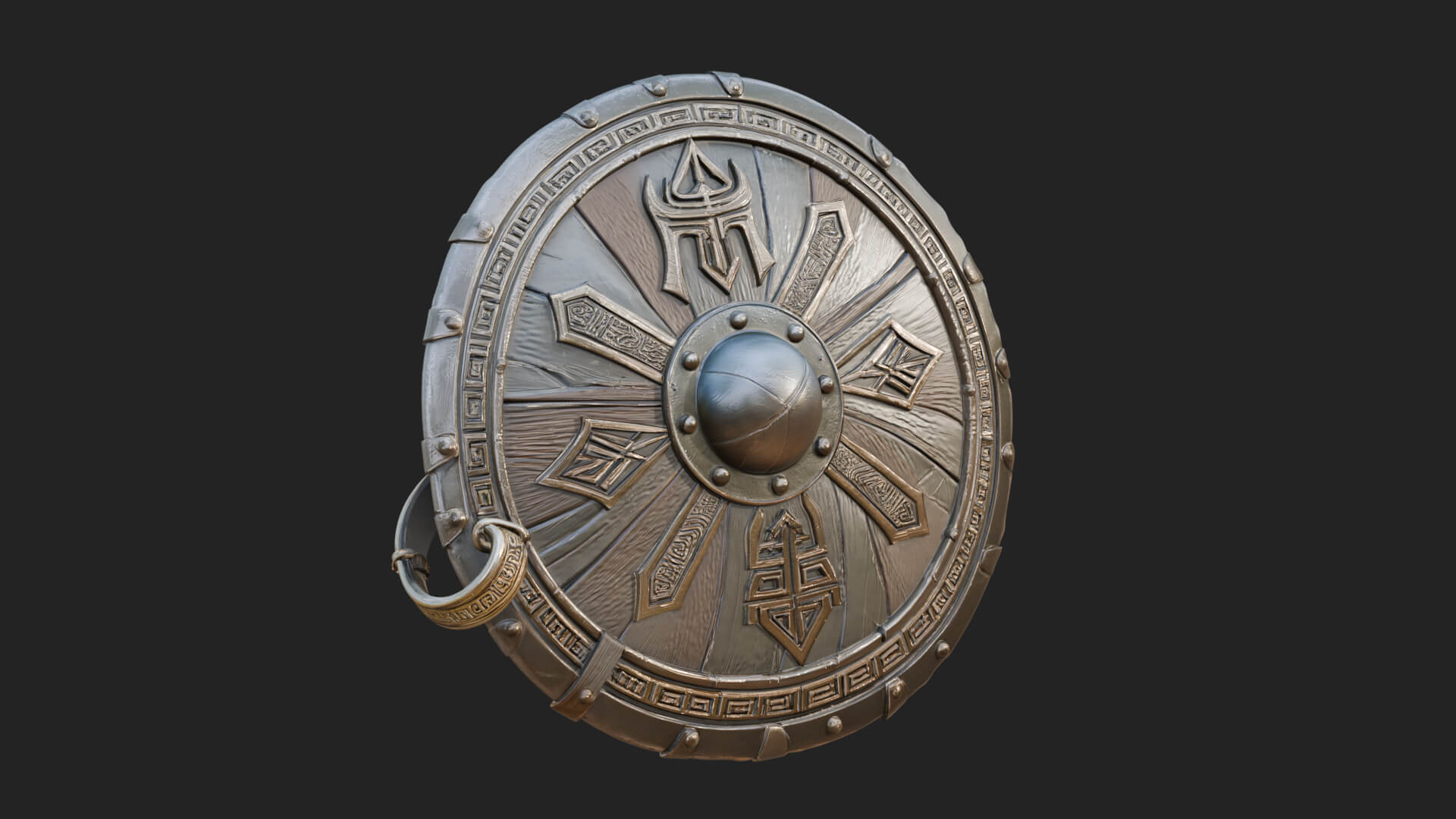 Riveted Round War Shield Model Design 13 3D Print Model 3D Model