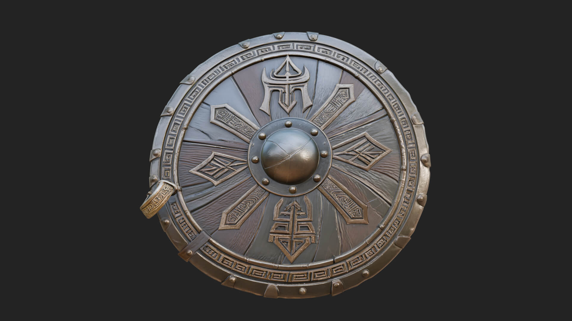 Riveted Round War Shield Model Design 13 3D Print Model 3D Model