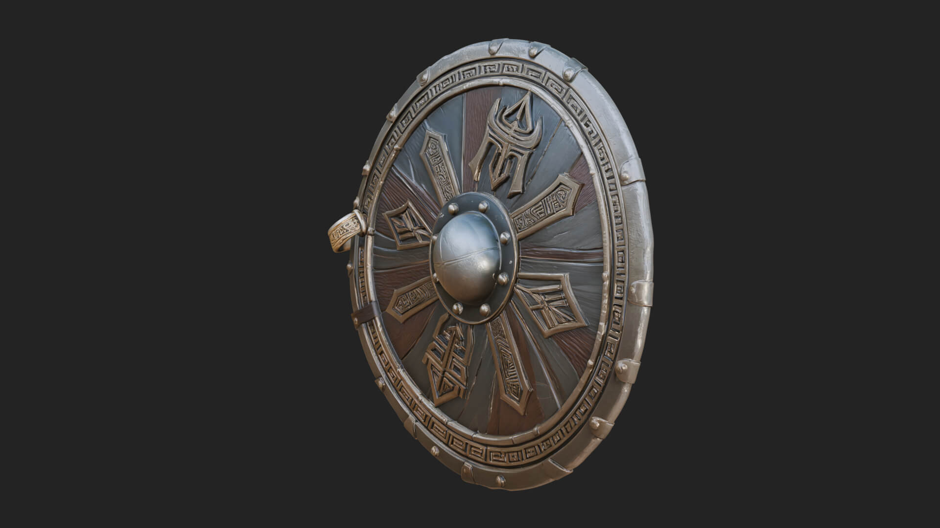 Riveted Round War Shield Model Design 13 3D Print Model 3D Model