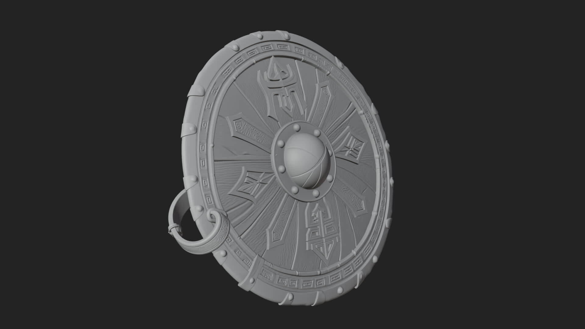 Riveted Round War Shield Model Design 13 3D Print Model 3D Model