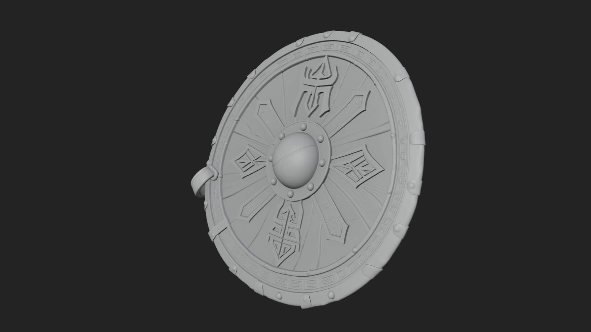 Riveted Round War Shield Model Design 13 3D Print Model 3D Model