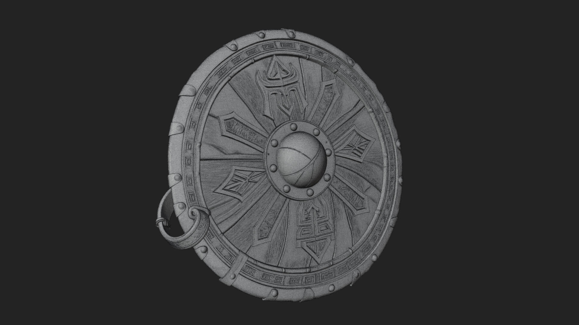 Riveted Round War Shield Model Design 13 3D Print Model 3D Model