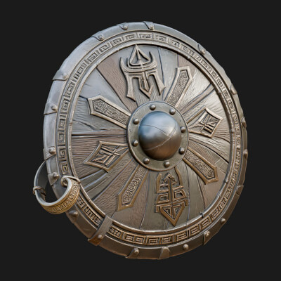 Riveted Round War Shield Model Design 13 3D Print Model