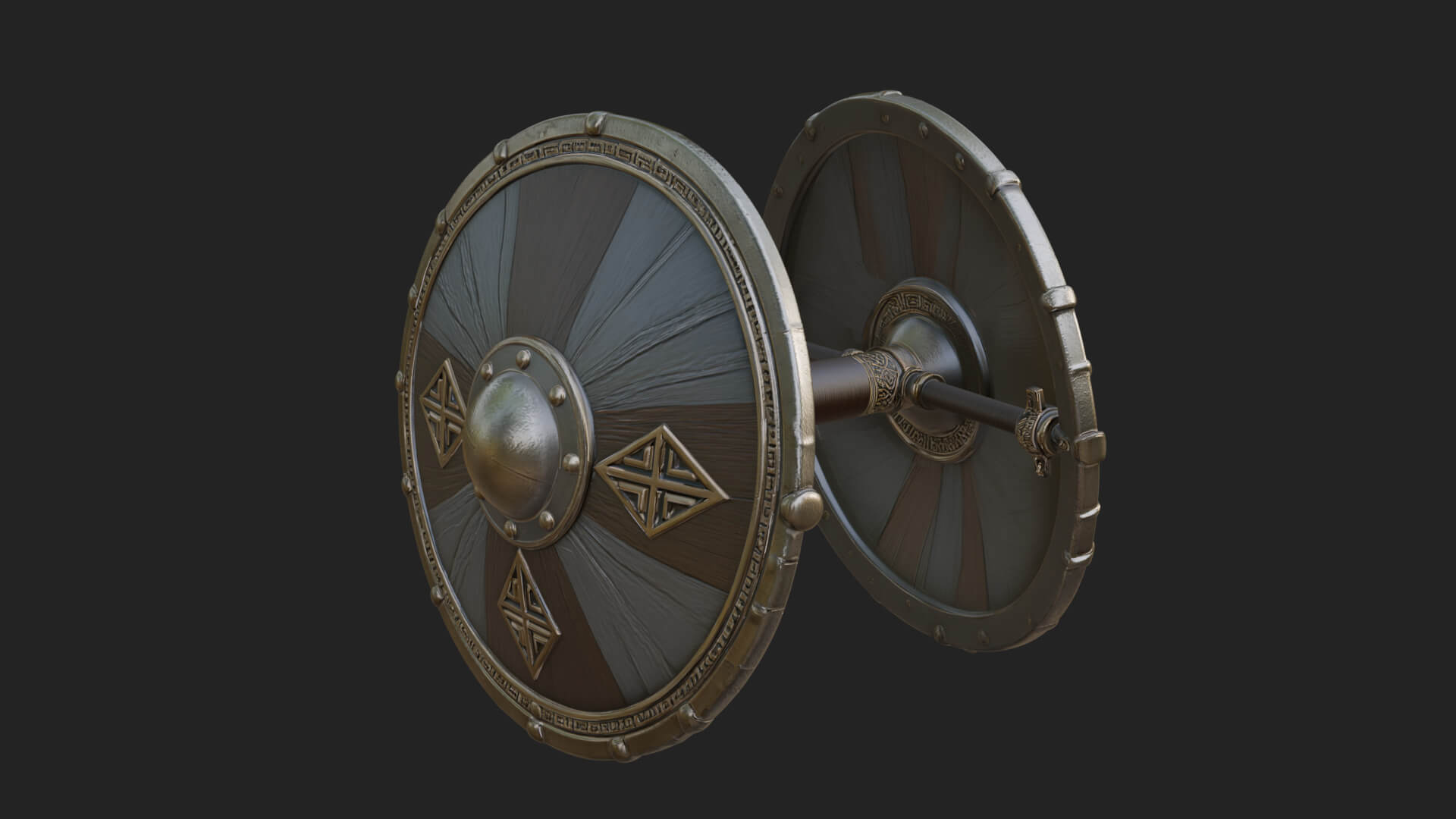Riveted Round War Shield Model Design 14 3D Print Model 3D Model