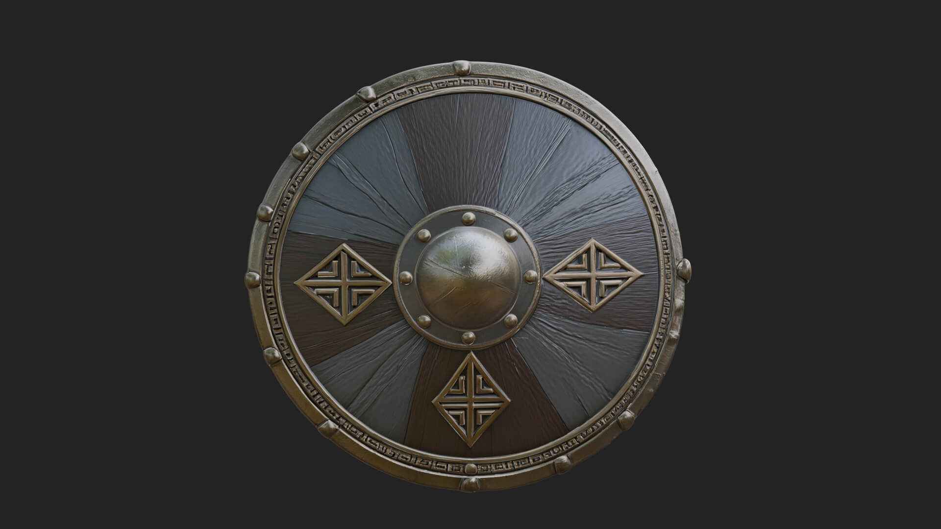 Riveted Round War Shield Model Design 14 3D Print Model 3D Model