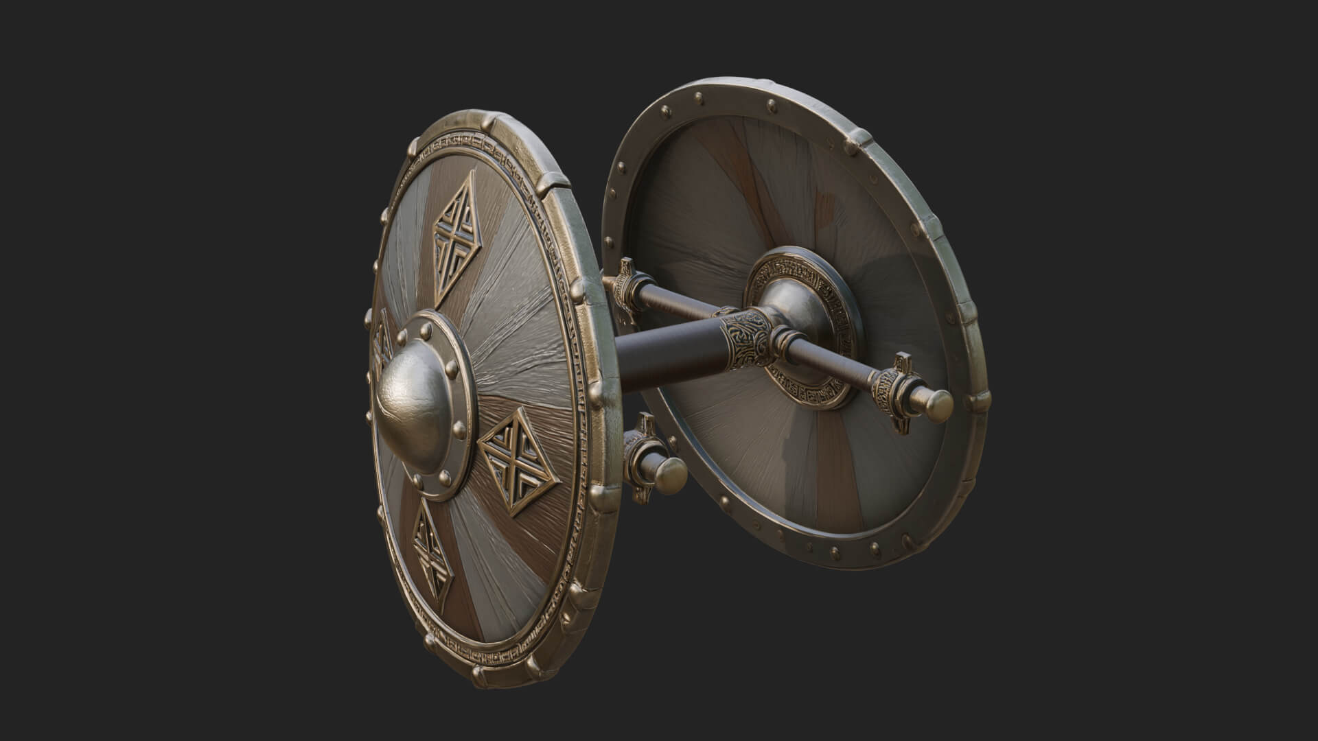 Riveted Round War Shield Model Design 14 3D Print Model 3D Model