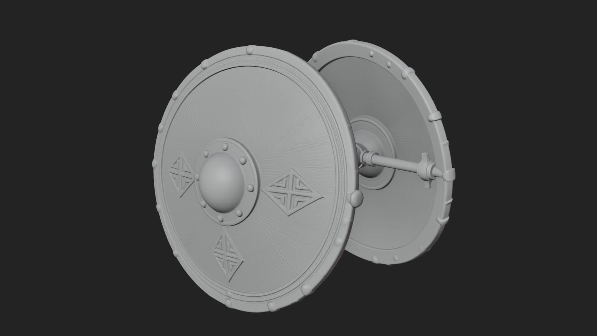 Riveted Round War Shield Model Design 14 3D Print Model 3D Model
