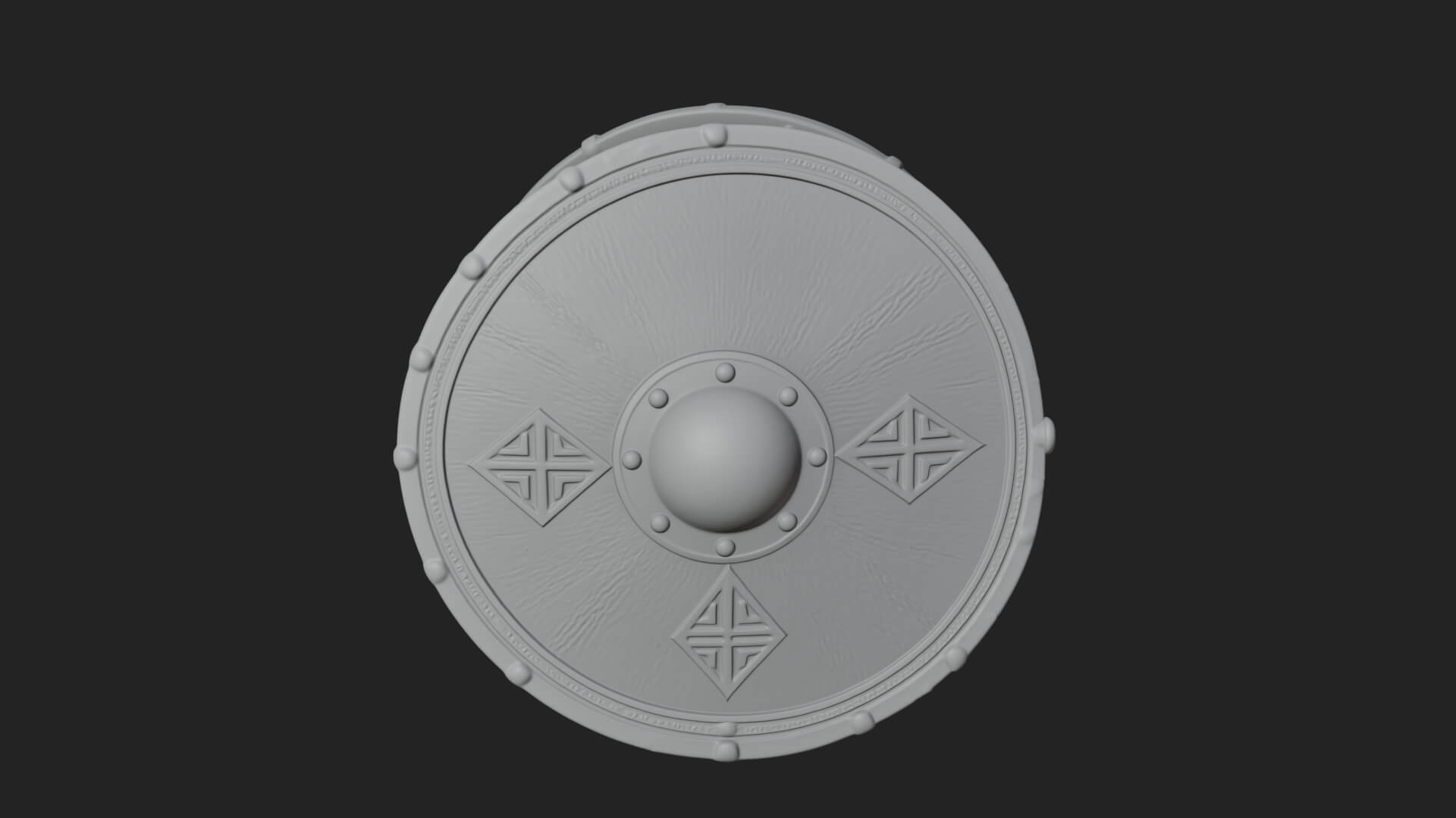 Riveted Round War Shield Model Design 14 3D Print Model 3D Model