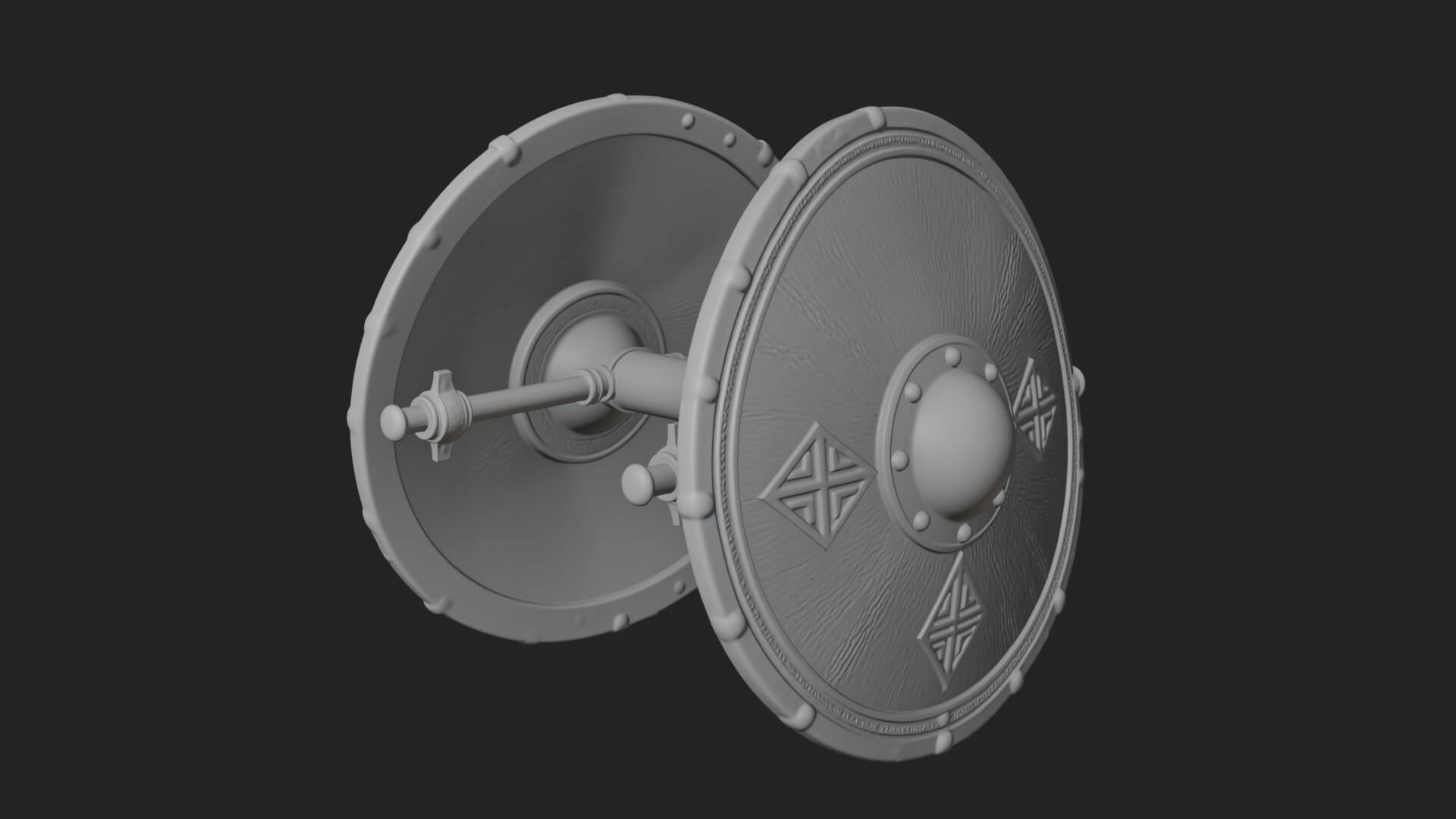 Riveted Round War Shield Model Design 14 3D Print Model 3D Model