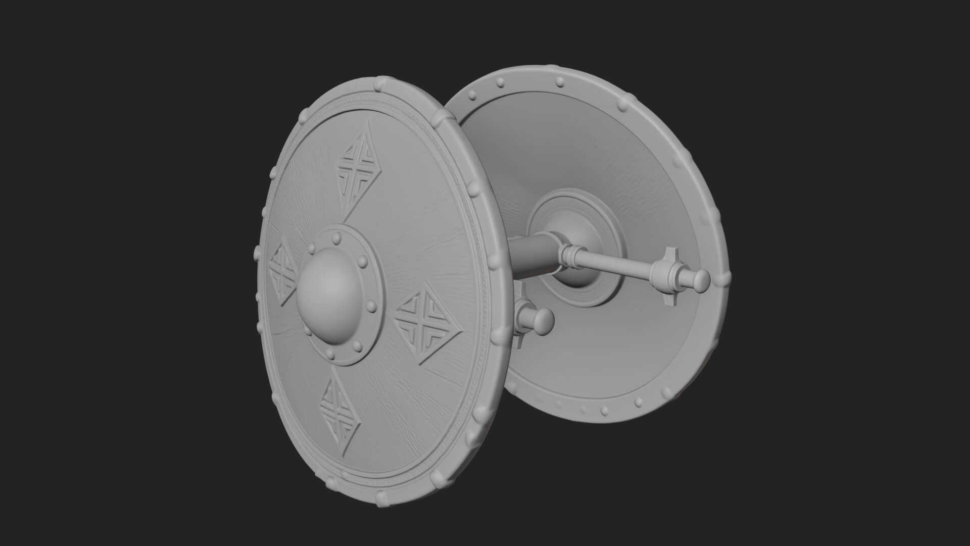 Riveted Round War Shield Model Design 14 3D Print Model 3D Model