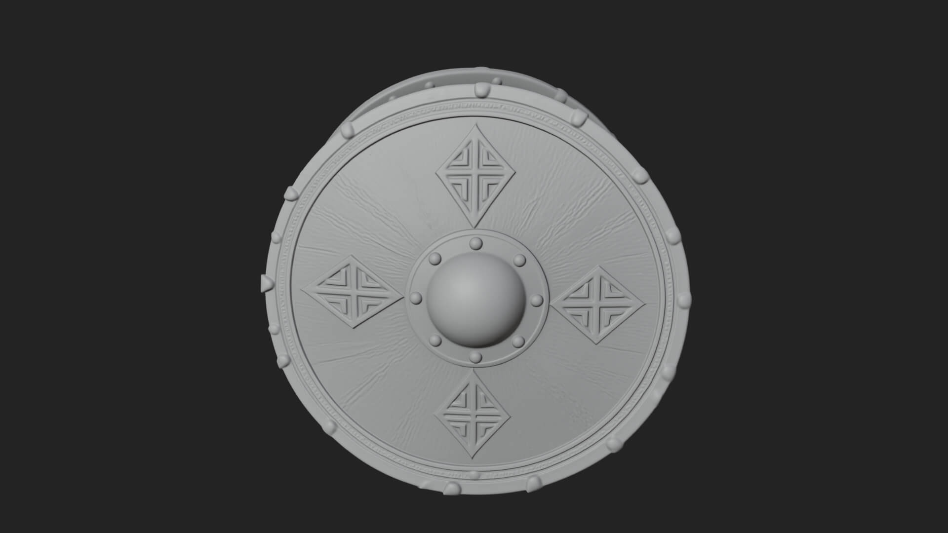 Riveted Round War Shield Model Design 14 3D Print Model 3D Model