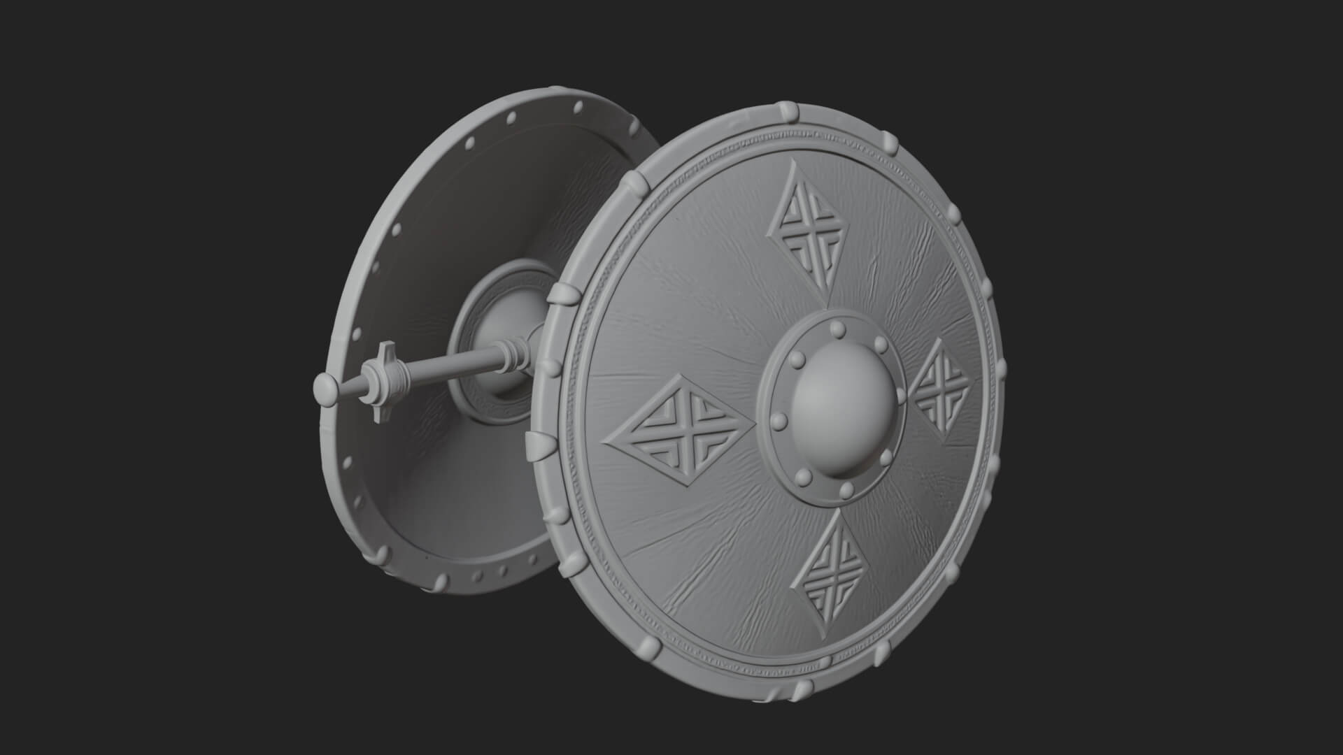 Riveted Round War Shield Model Design 14 3D Print Model 3D Model