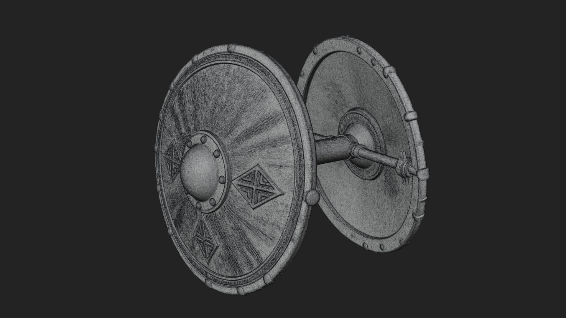 Riveted Round War Shield Model Design 14 3D Print Model 3D Model