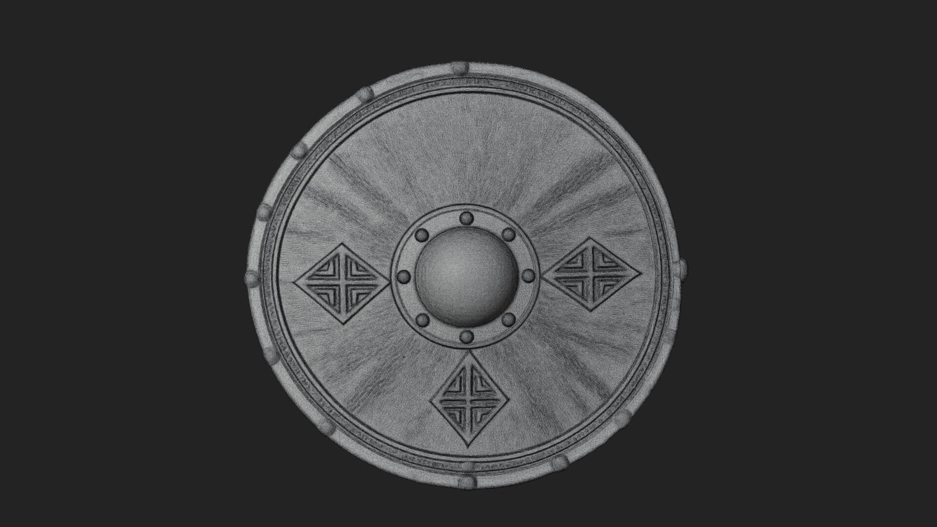 Riveted Round War Shield Model Design 14 3D Print Model 3D Model