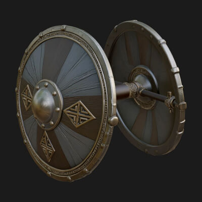 Riveted Round War Shield Model Design 14 3D Print Model