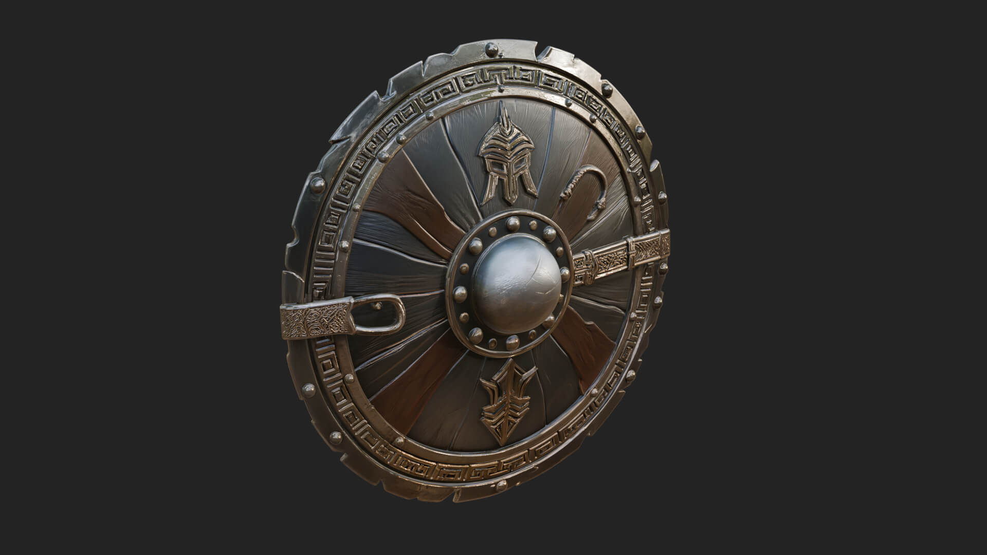 Riveted Round War Shield Model Design 15 3D Print Model 3D Model