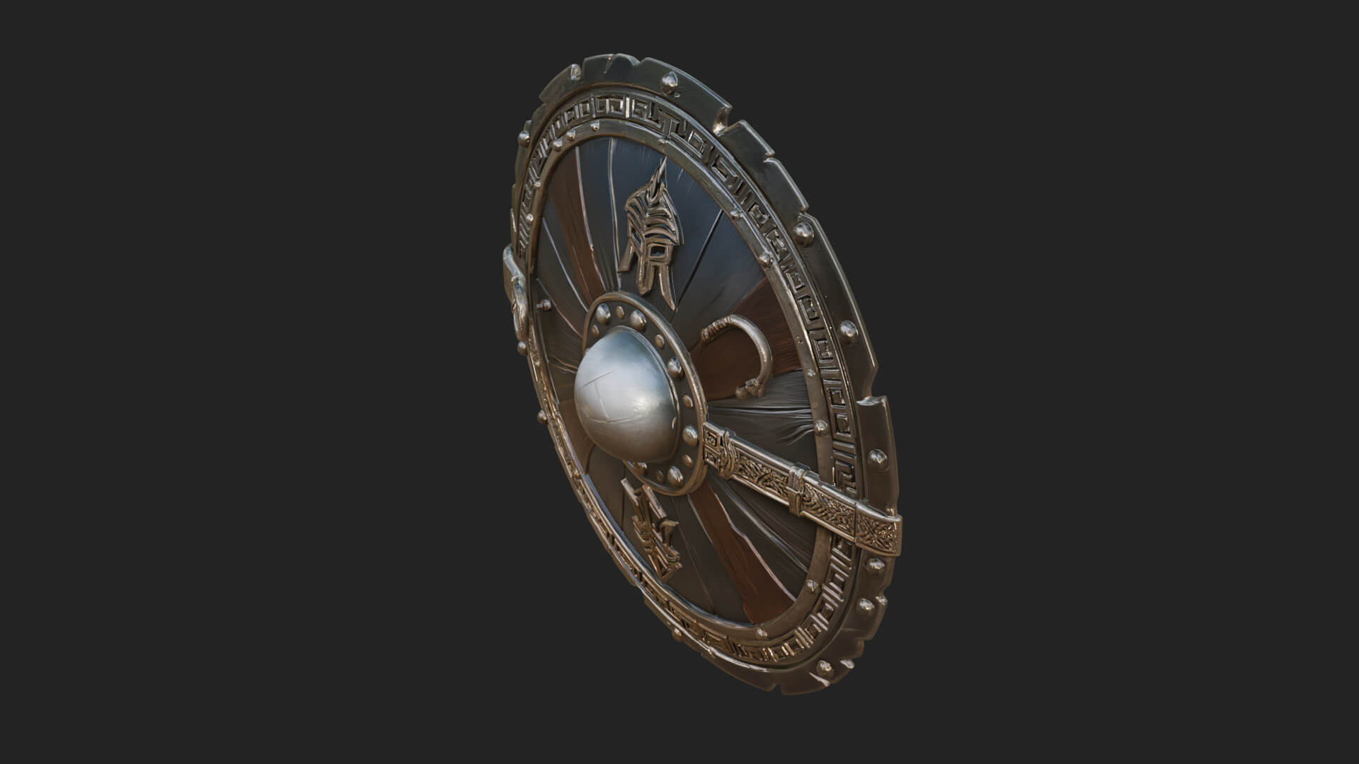 Riveted Round War Shield Model Design 15 3D Print Model 3D Model