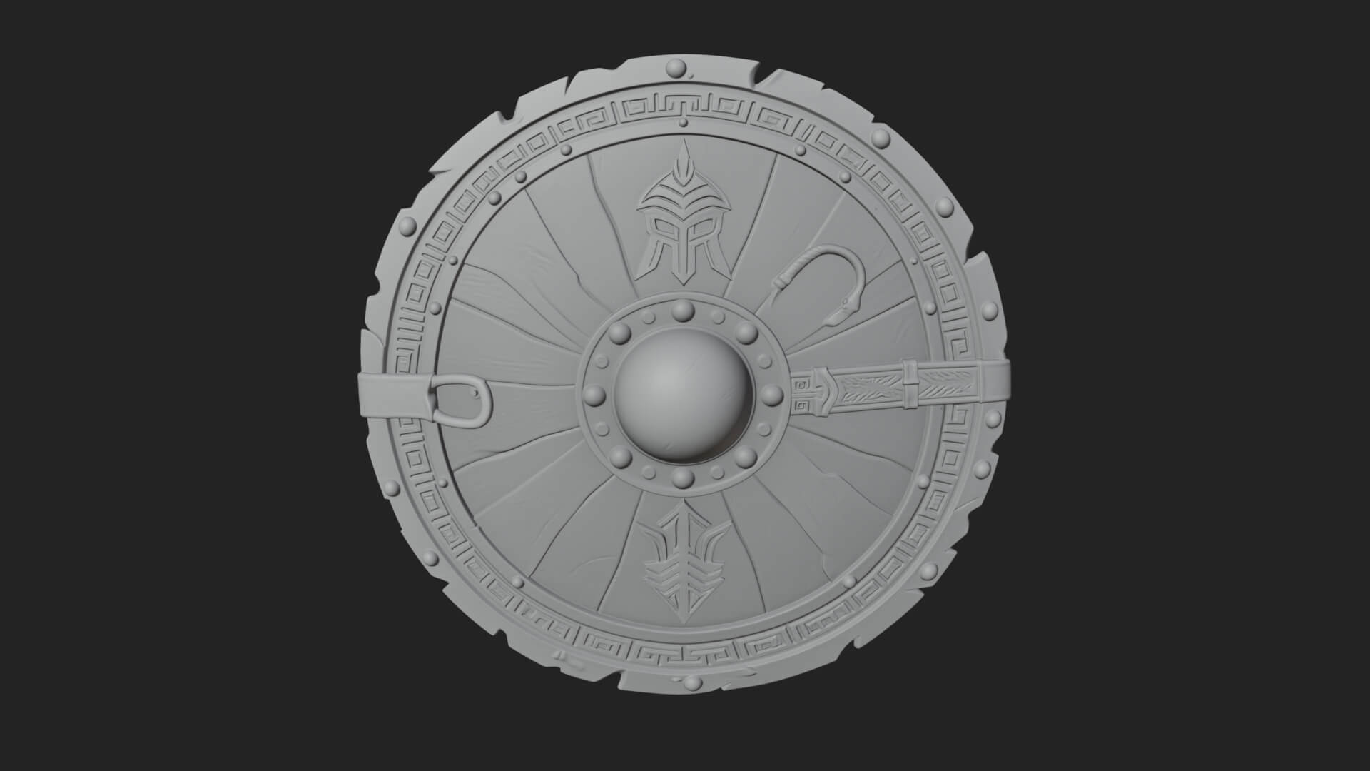 Riveted Round War Shield Model Design 15 3D Print Model 3D Model