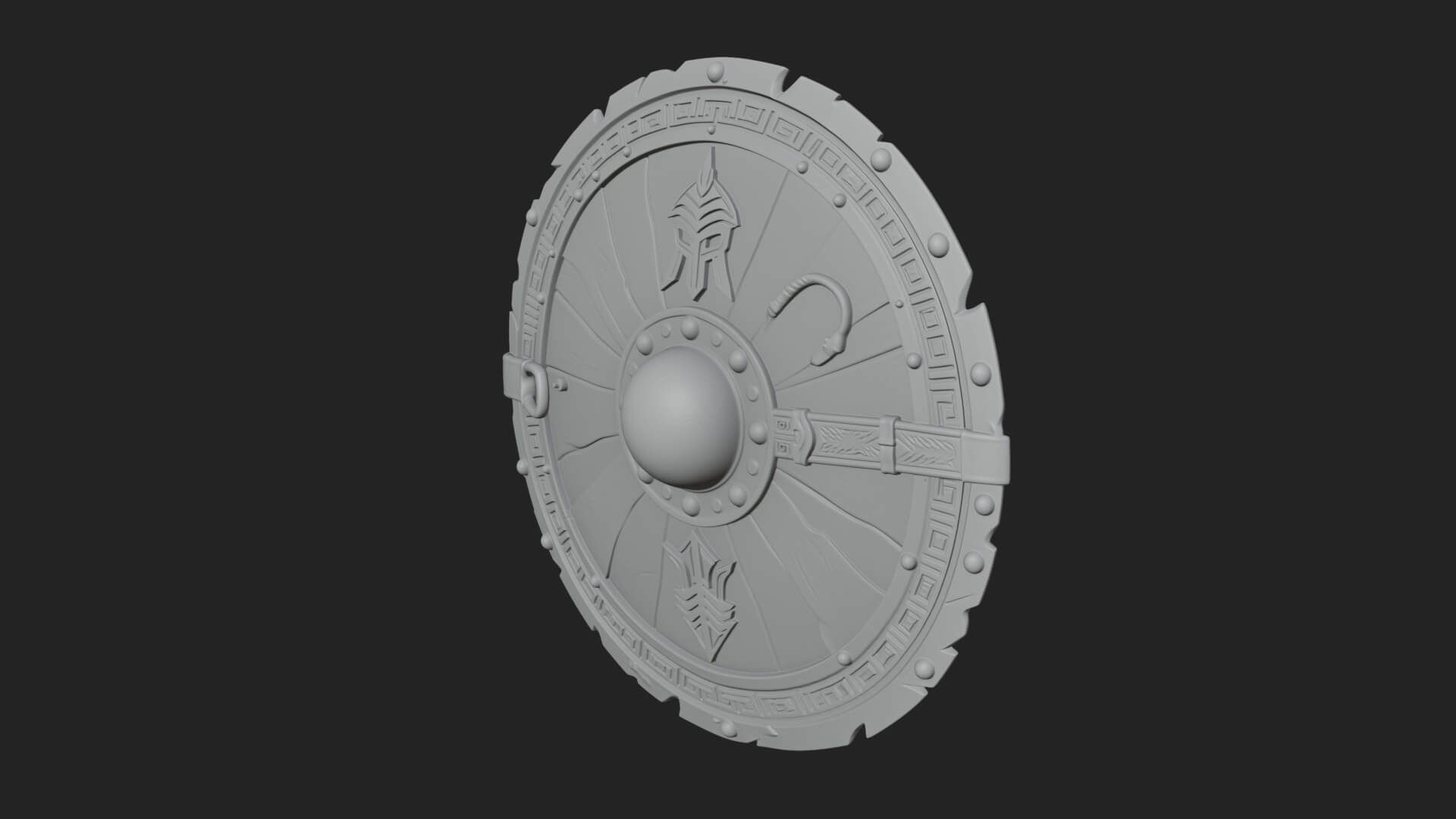 Riveted Round War Shield Model Design 15 3D Print Model 3D Model