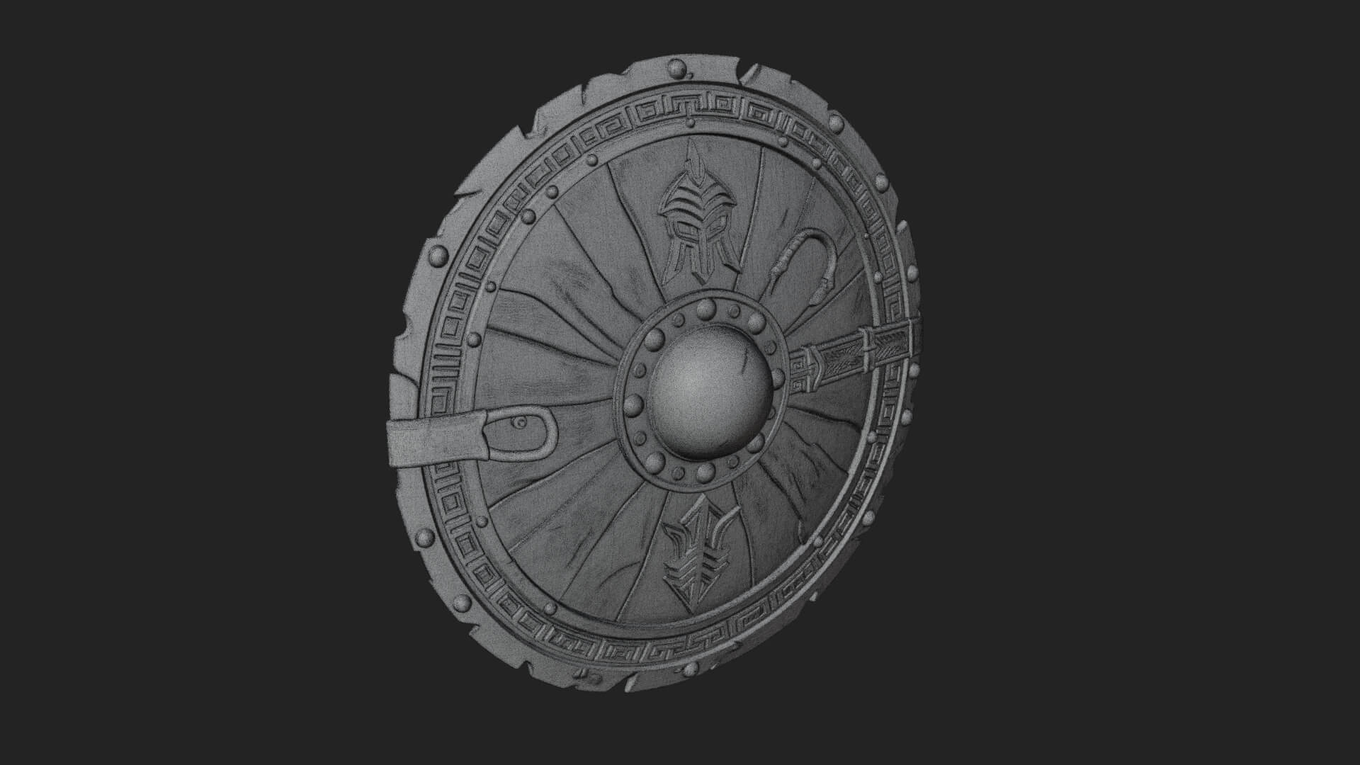 Riveted Round War Shield Model Design 15 3D Print Model 3D Model