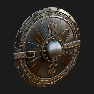 Riveted Round War Shield Model Design 15 3D Print Model