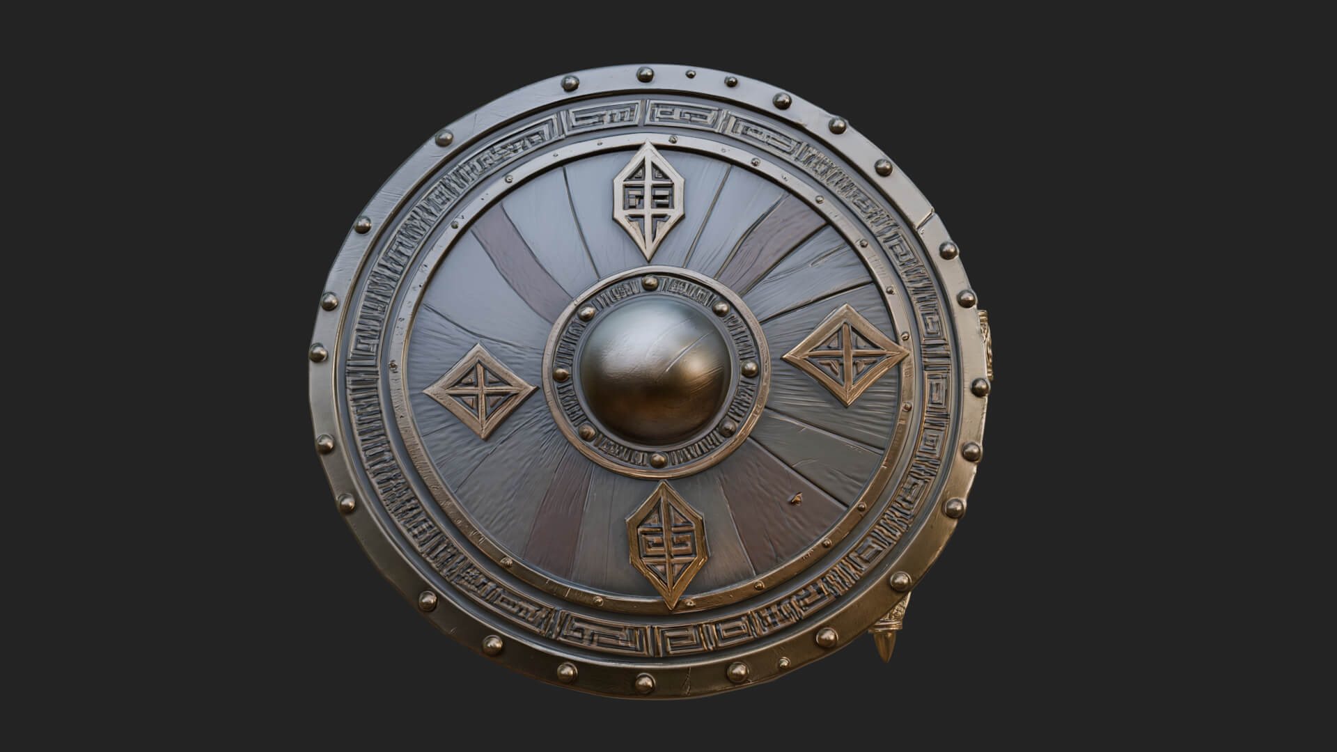 Riveted Round War Shield Model Design 16 3D Print Model 3D Model