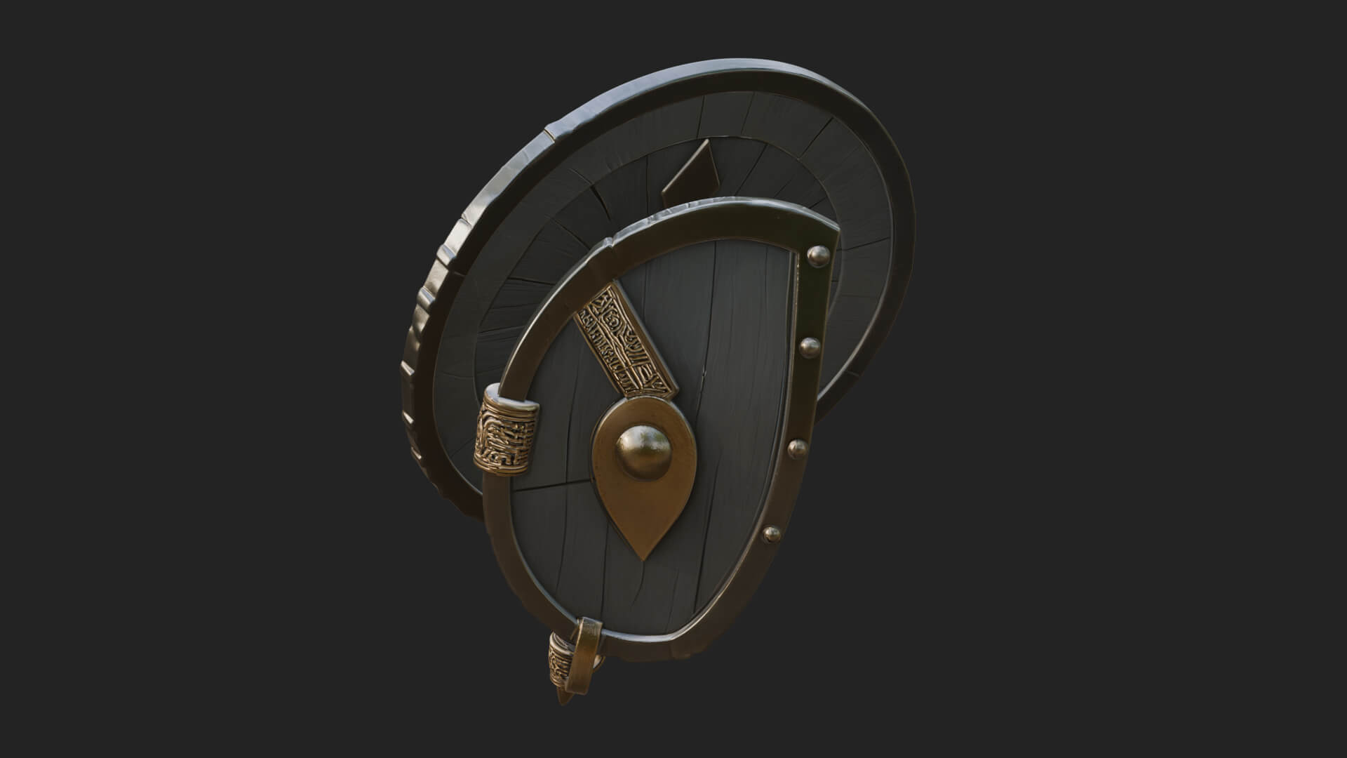 Riveted Round War Shield Model Design 16 3D Print Model 3D Model