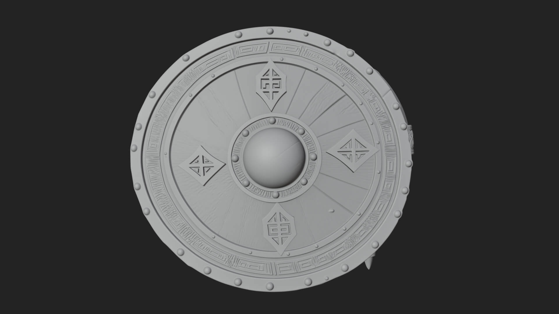 Riveted Round War Shield Model Design 16 3D Print Model 3D Model