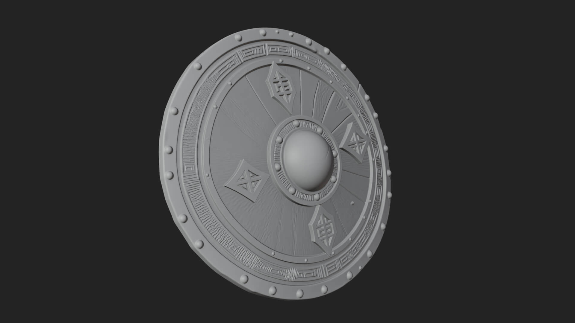 Riveted Round War Shield Model Design 16 3D Print Model 3D Model