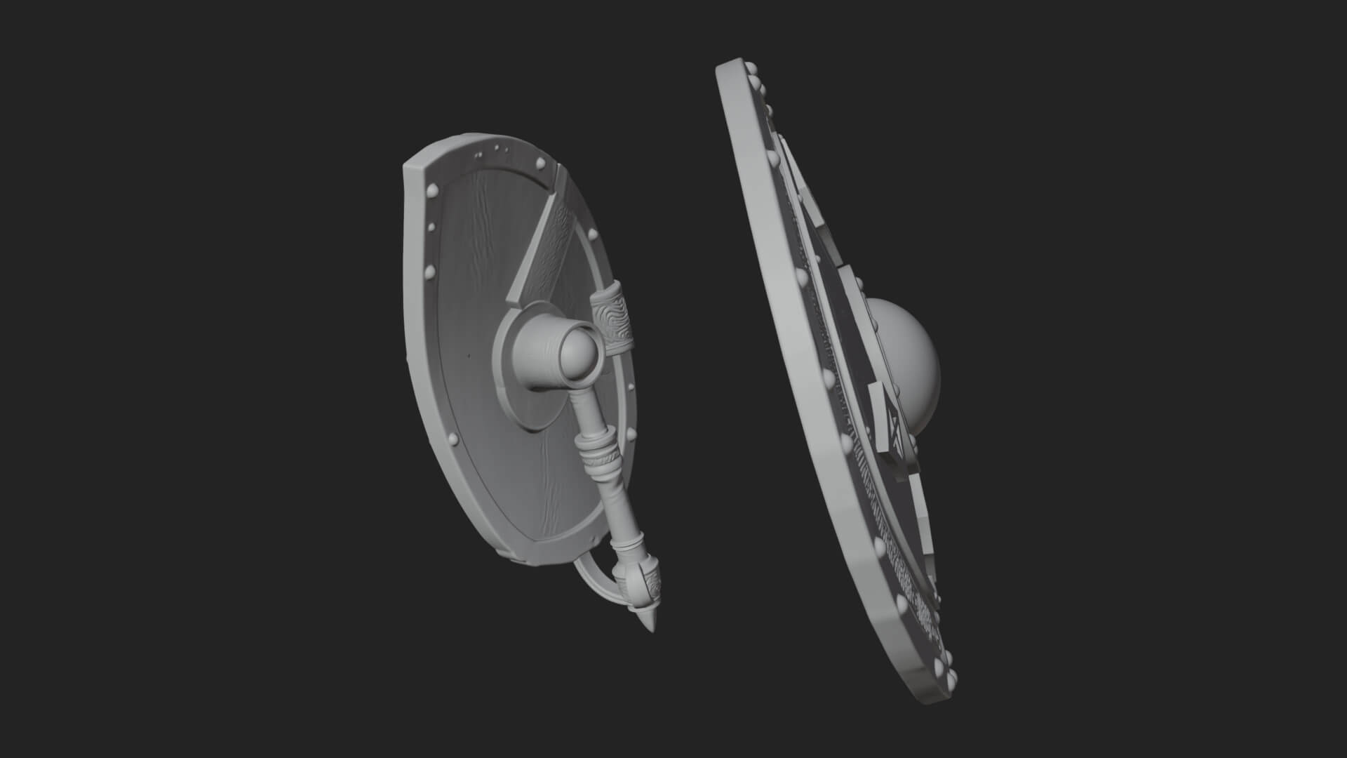 Riveted Round War Shield Model Design 16 3D Print Model 3D Model