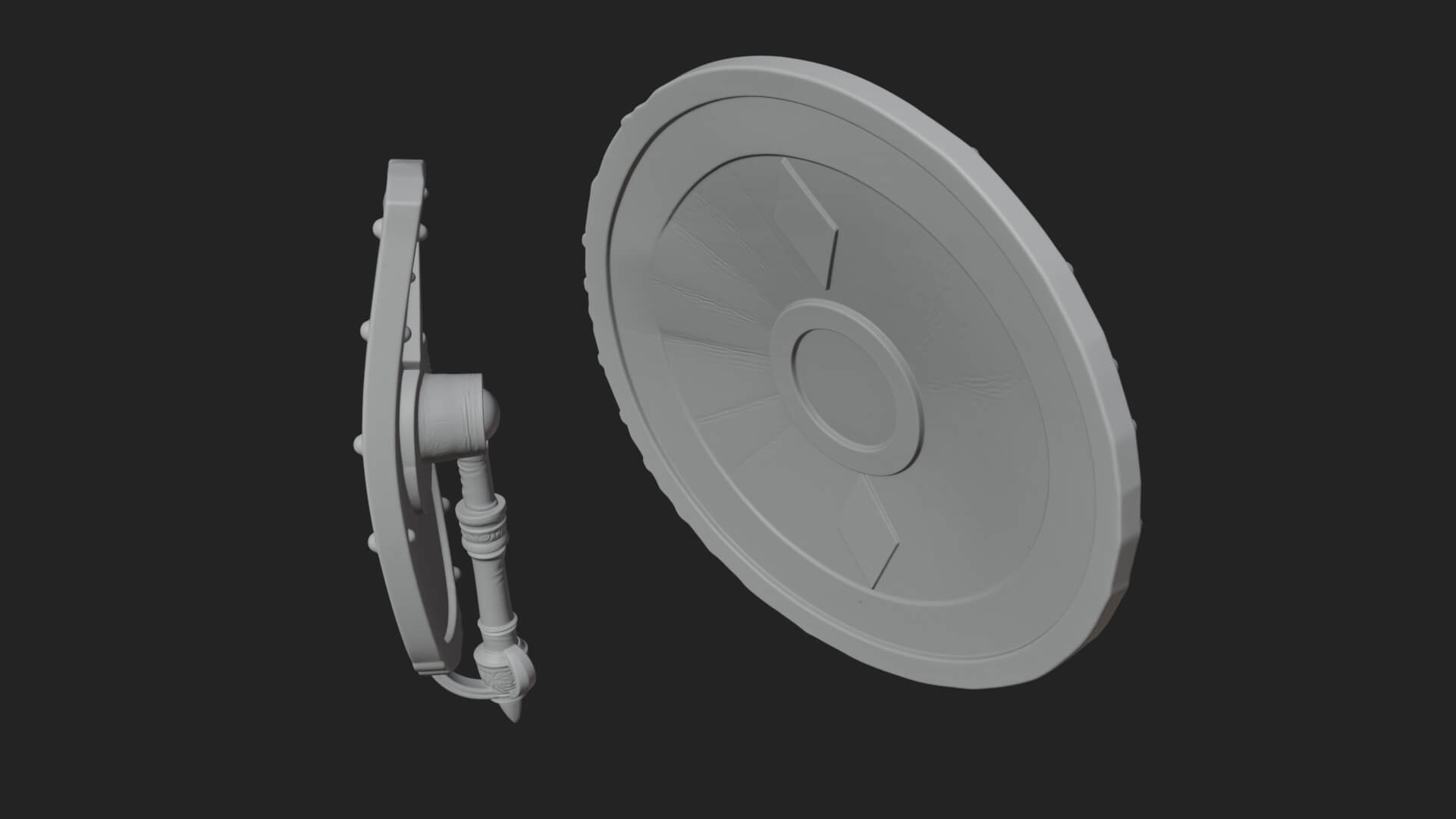 Riveted Round War Shield Model Design 16 3D Print Model 3D Model