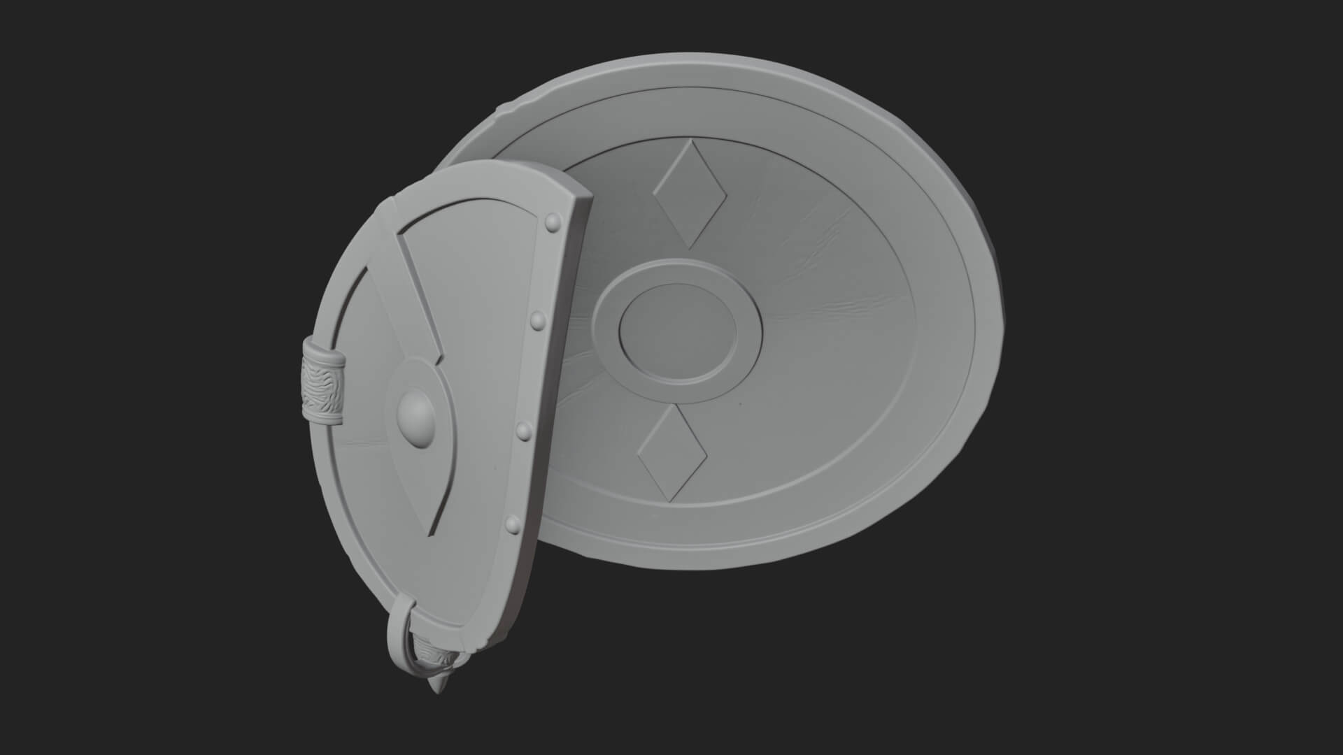 Riveted Round War Shield Model Design 16 3D Print Model 3D Model