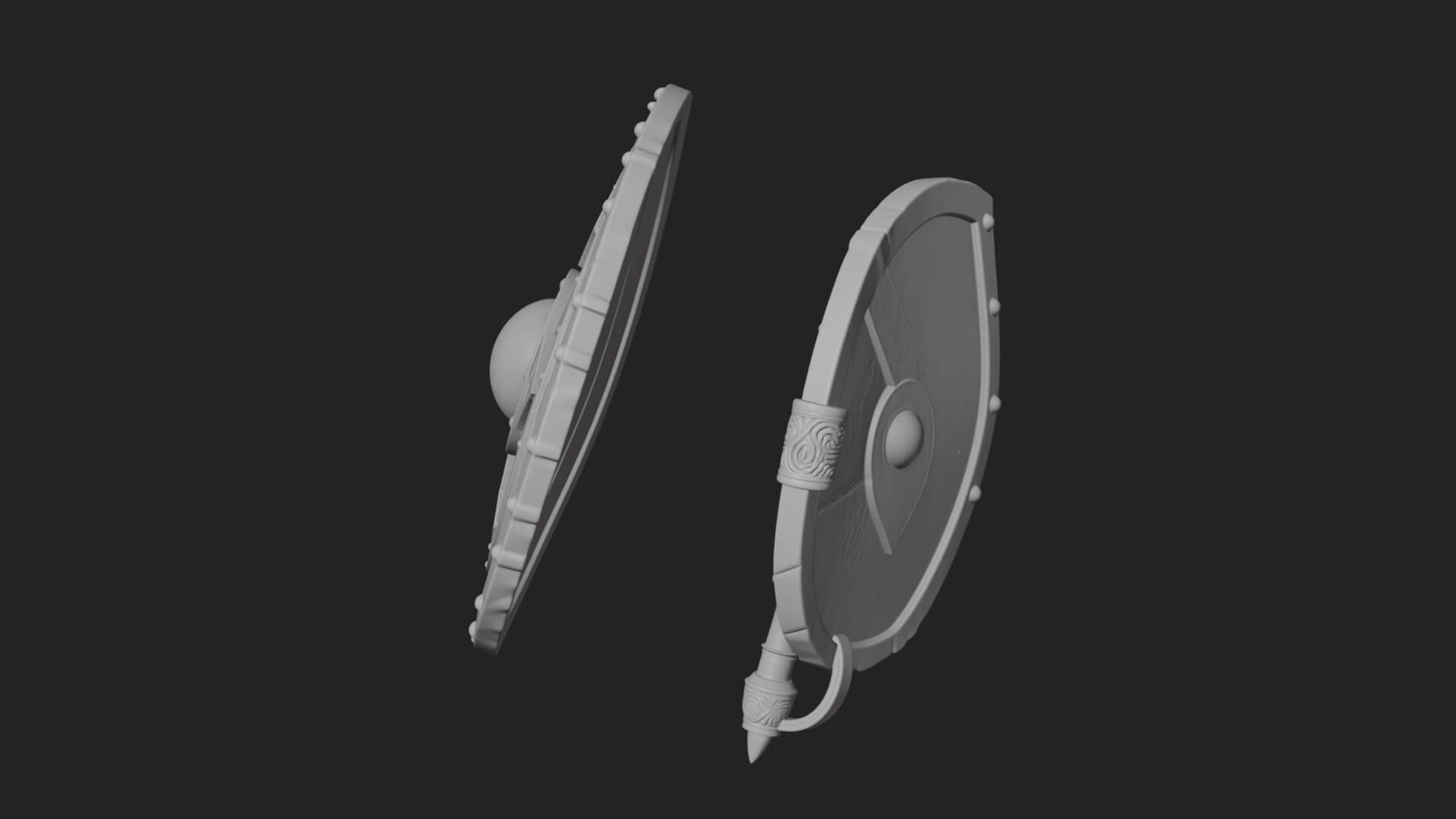 Riveted Round War Shield Model Design 16 3D Print Model 3D Model