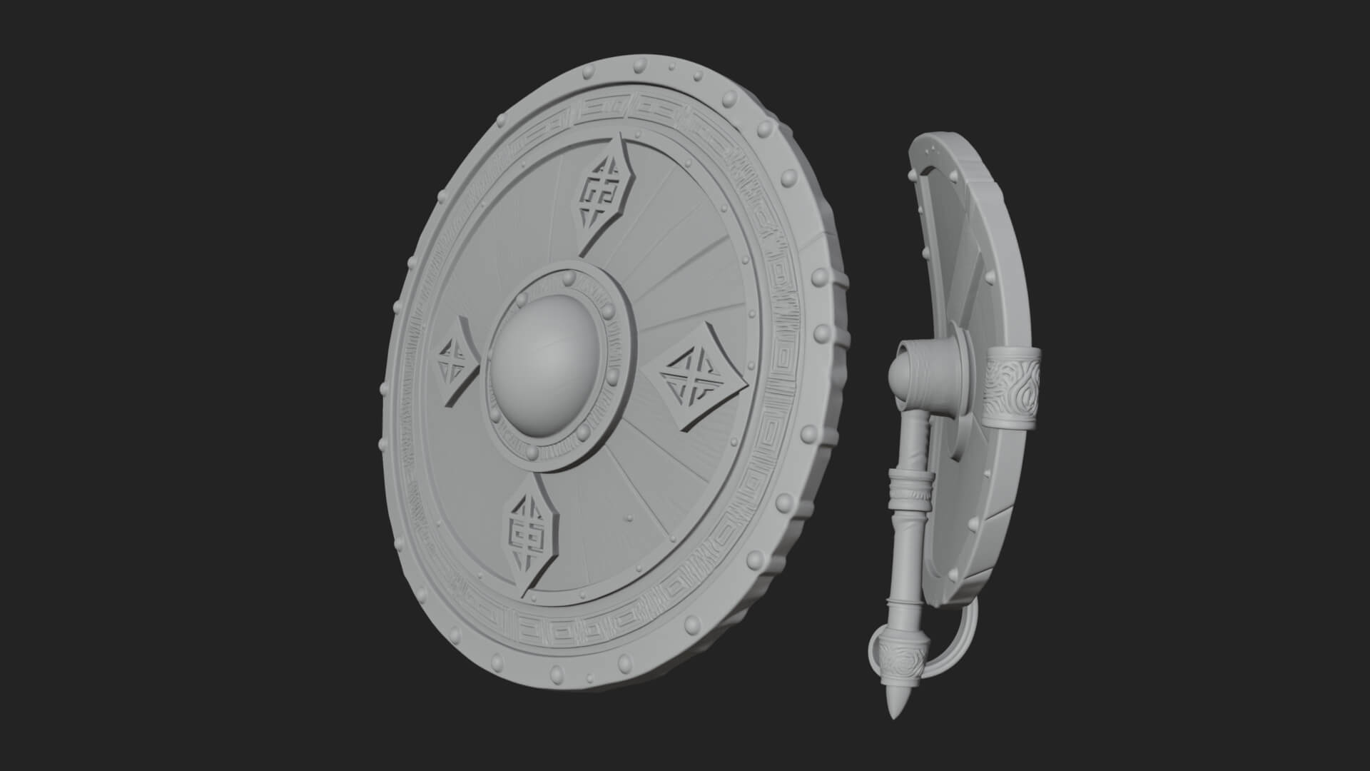 Riveted Round War Shield Model Design 16 3D Print Model 3D Model
