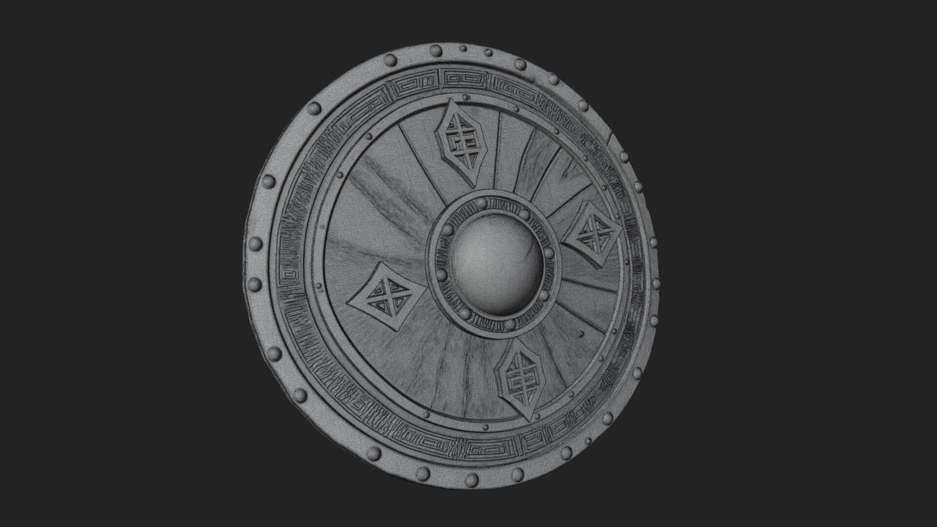 Riveted Round War Shield Model Design 16 3D Print Model 3D Model