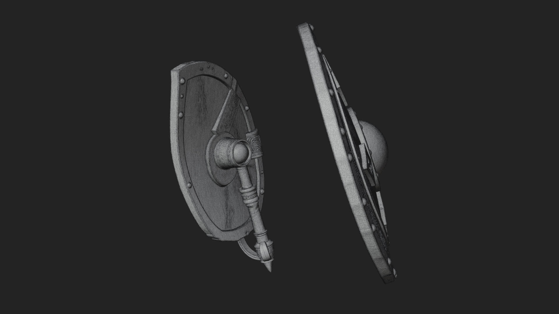 Riveted Round War Shield Model Design 16 3D Print Model 3D Model