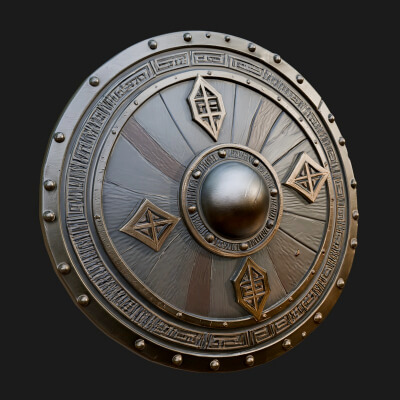 Riveted Round War Shield Model Design 16 3D Print Model