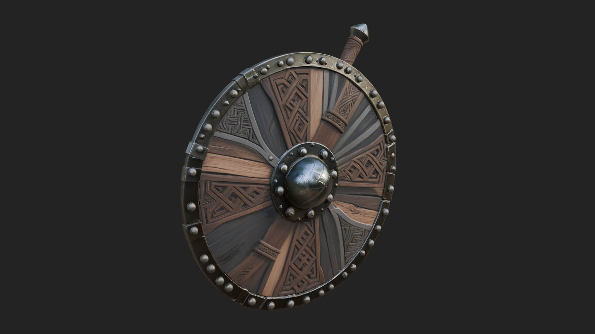 Riveted Round War Shield Model Design 17 3D Print Model 3D Model