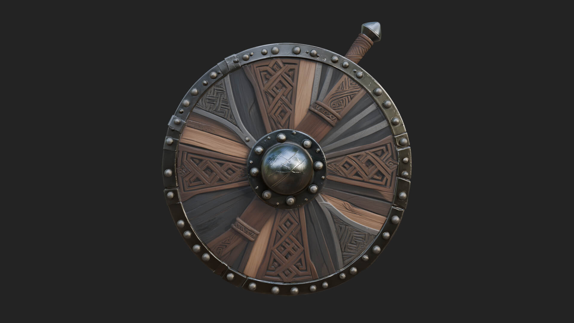 Riveted Round War Shield Model Design 17 3D Print Model 3D Model