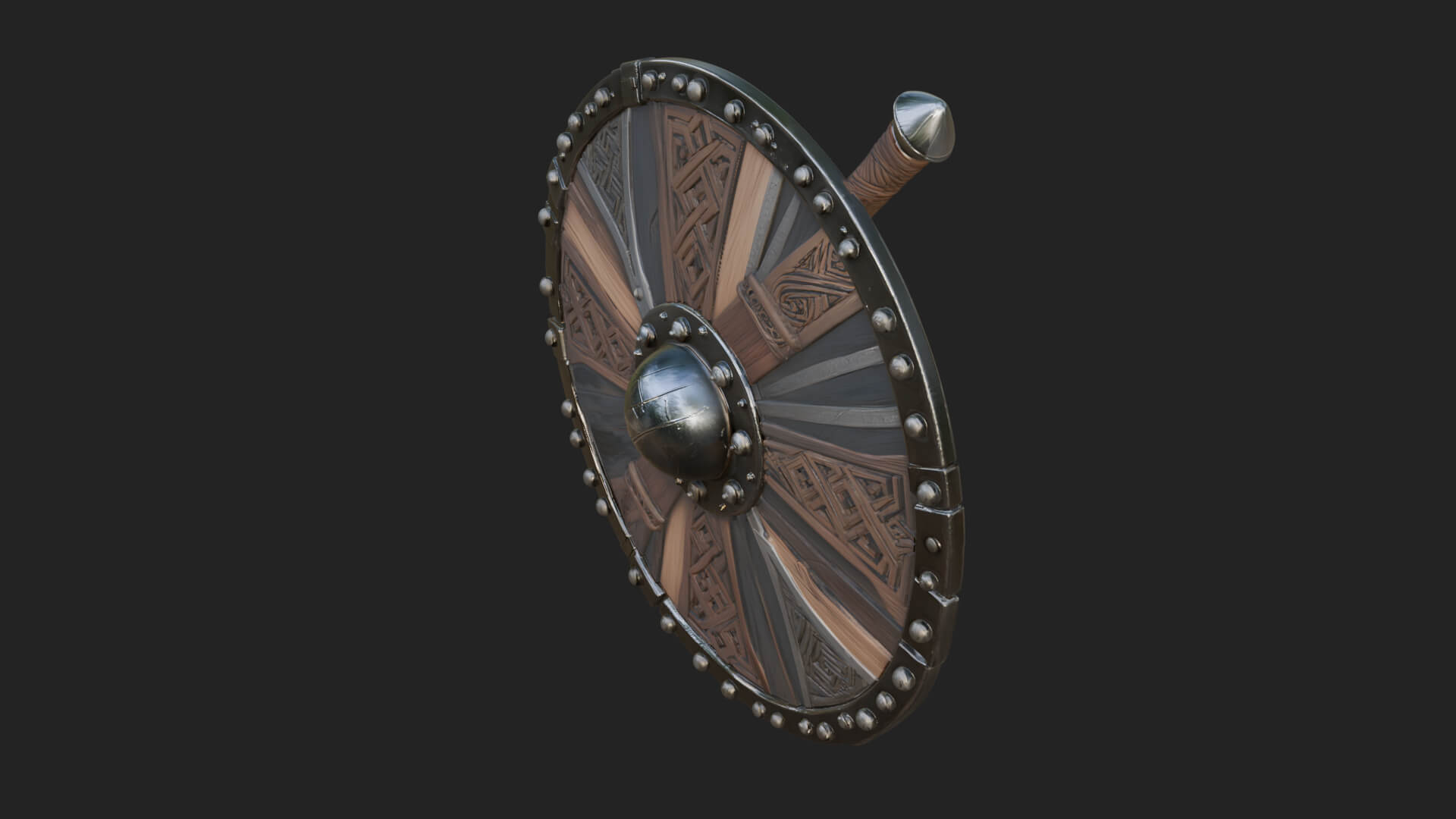 Riveted Round War Shield Model Design 17 3D Print Model 3D Model