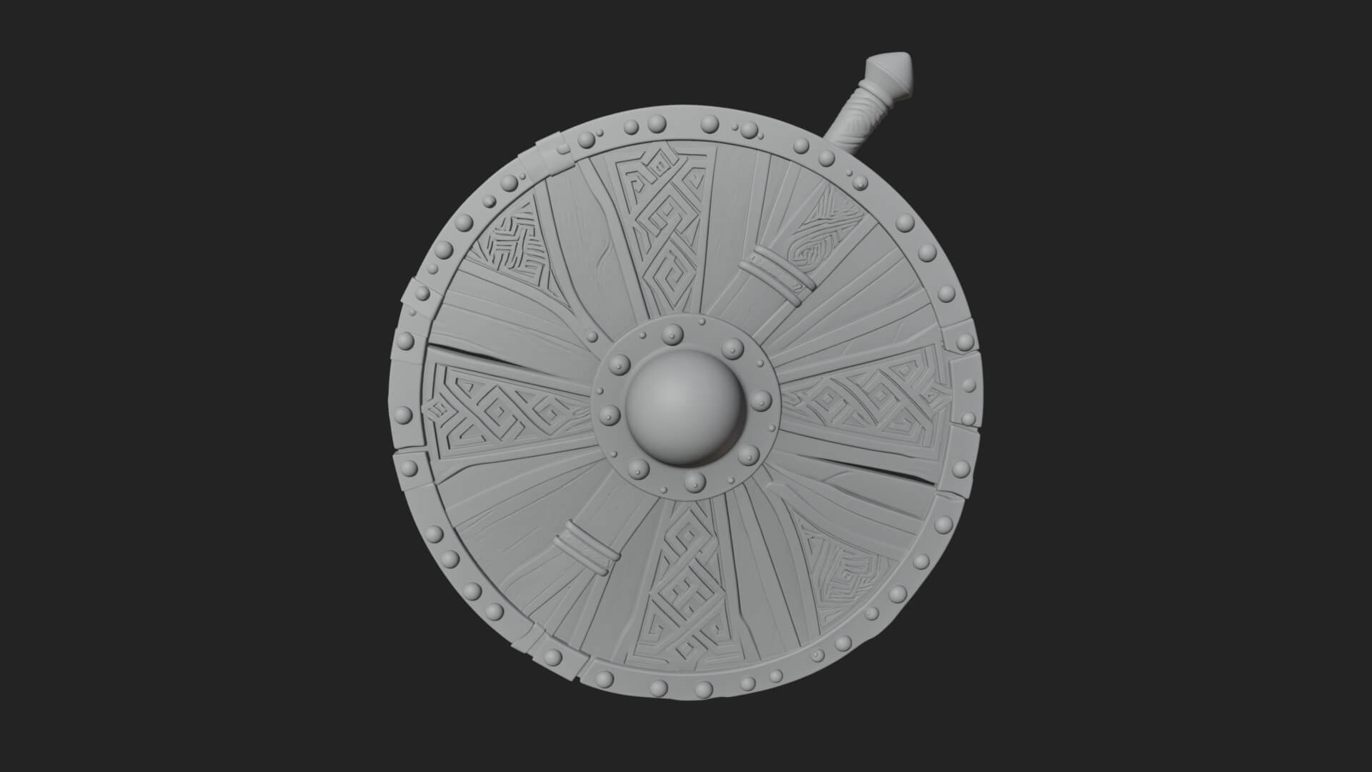 Riveted Round War Shield Model Design 17 3D Print Model 3D Model