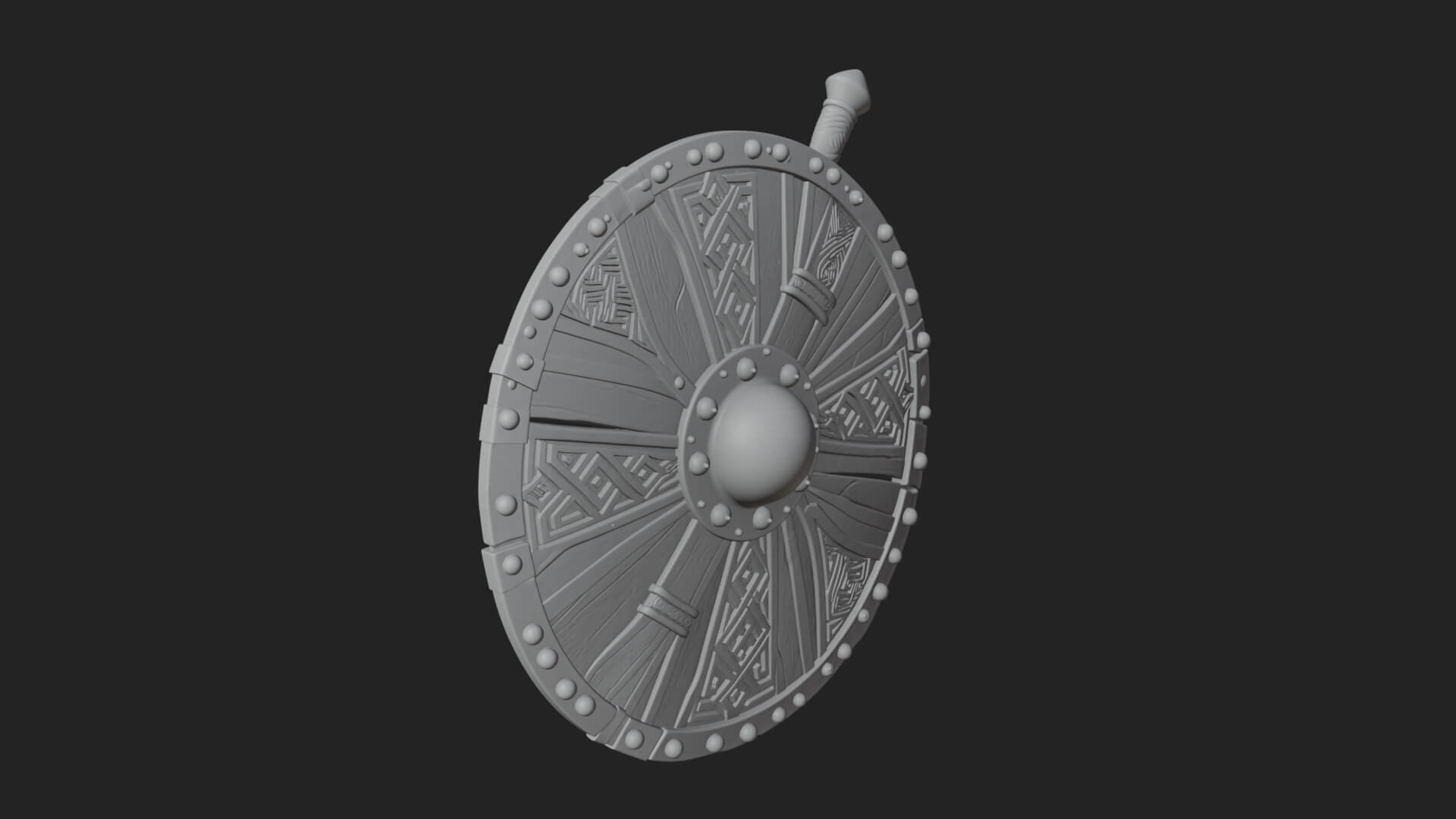 Riveted Round War Shield Model Design 17 3D Print Model 3D Model
