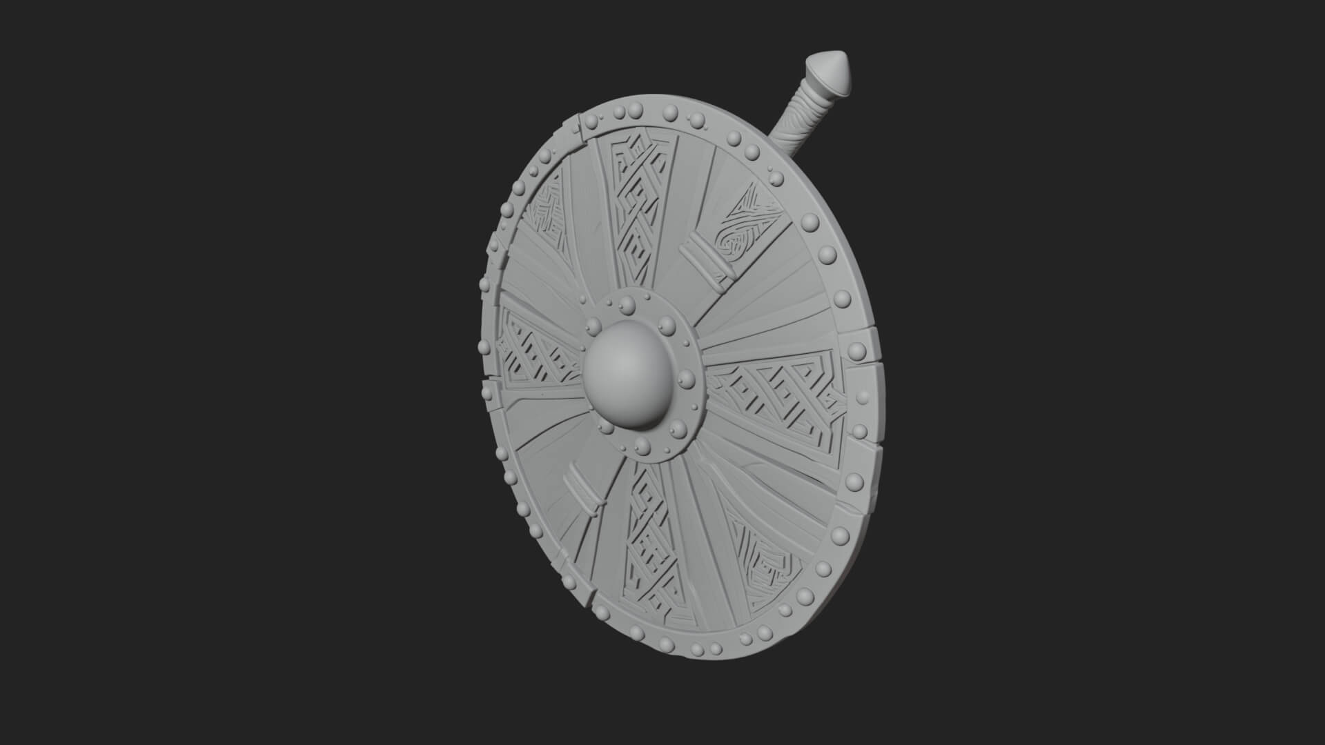 Riveted Round War Shield Model Design 17 3D Print Model 3D Model