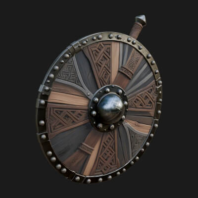 Riveted Round War Shield Model Design 17 3D Print Model