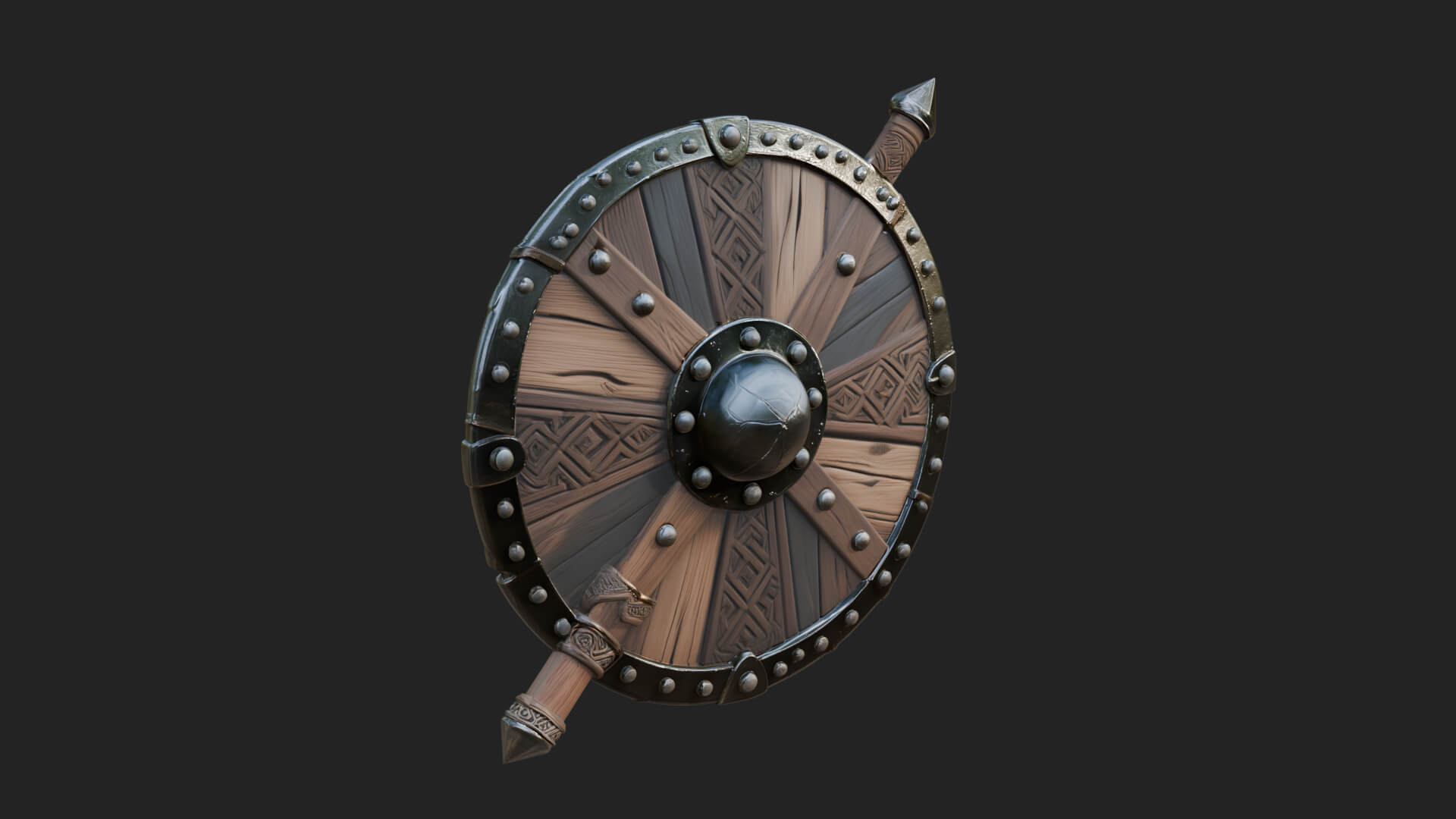Riveted Round War Shield Model Design 18 3D Print Model 3D Model