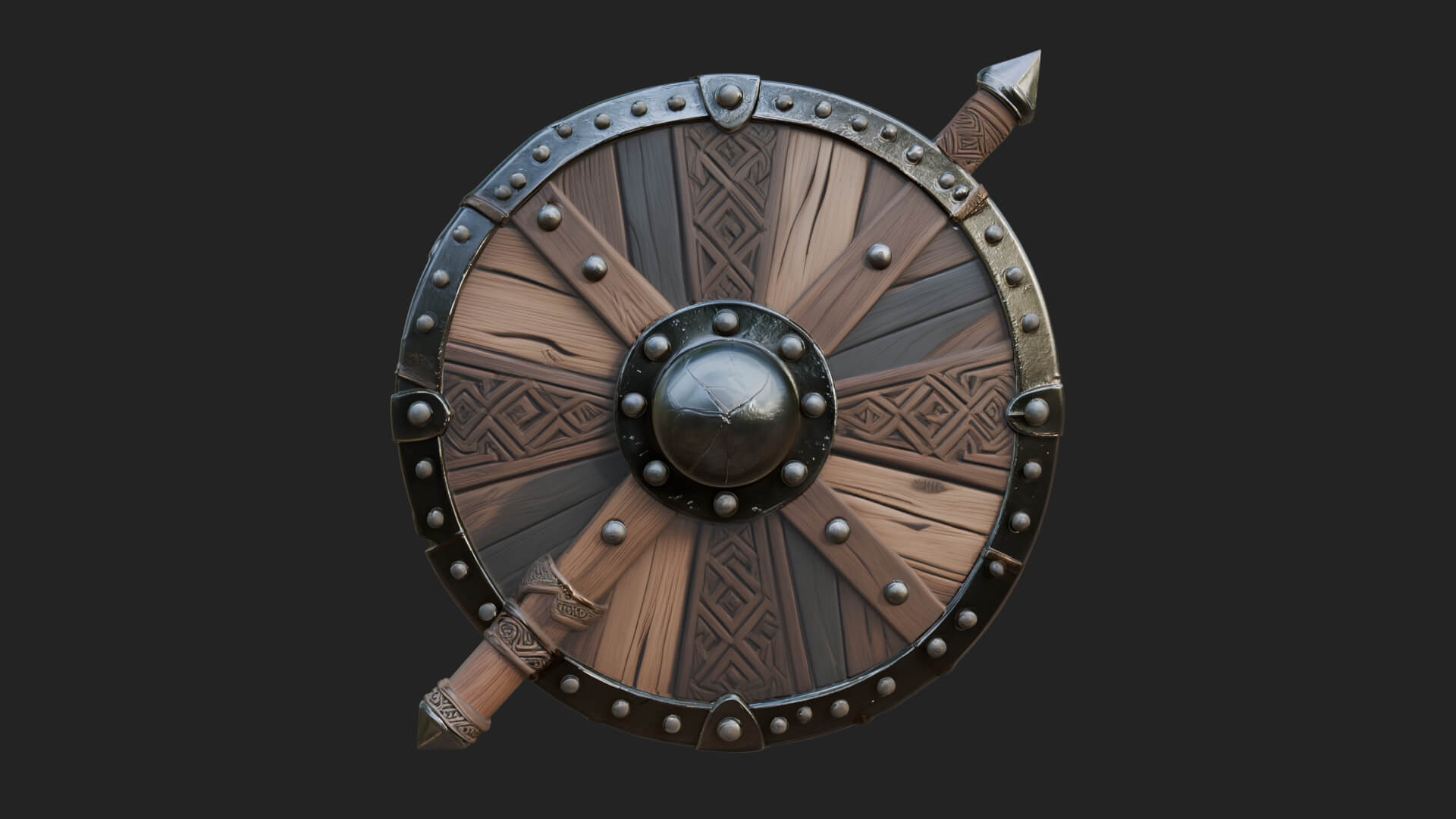 Riveted Round War Shield Model Design 18 3D Print Model 3D Model