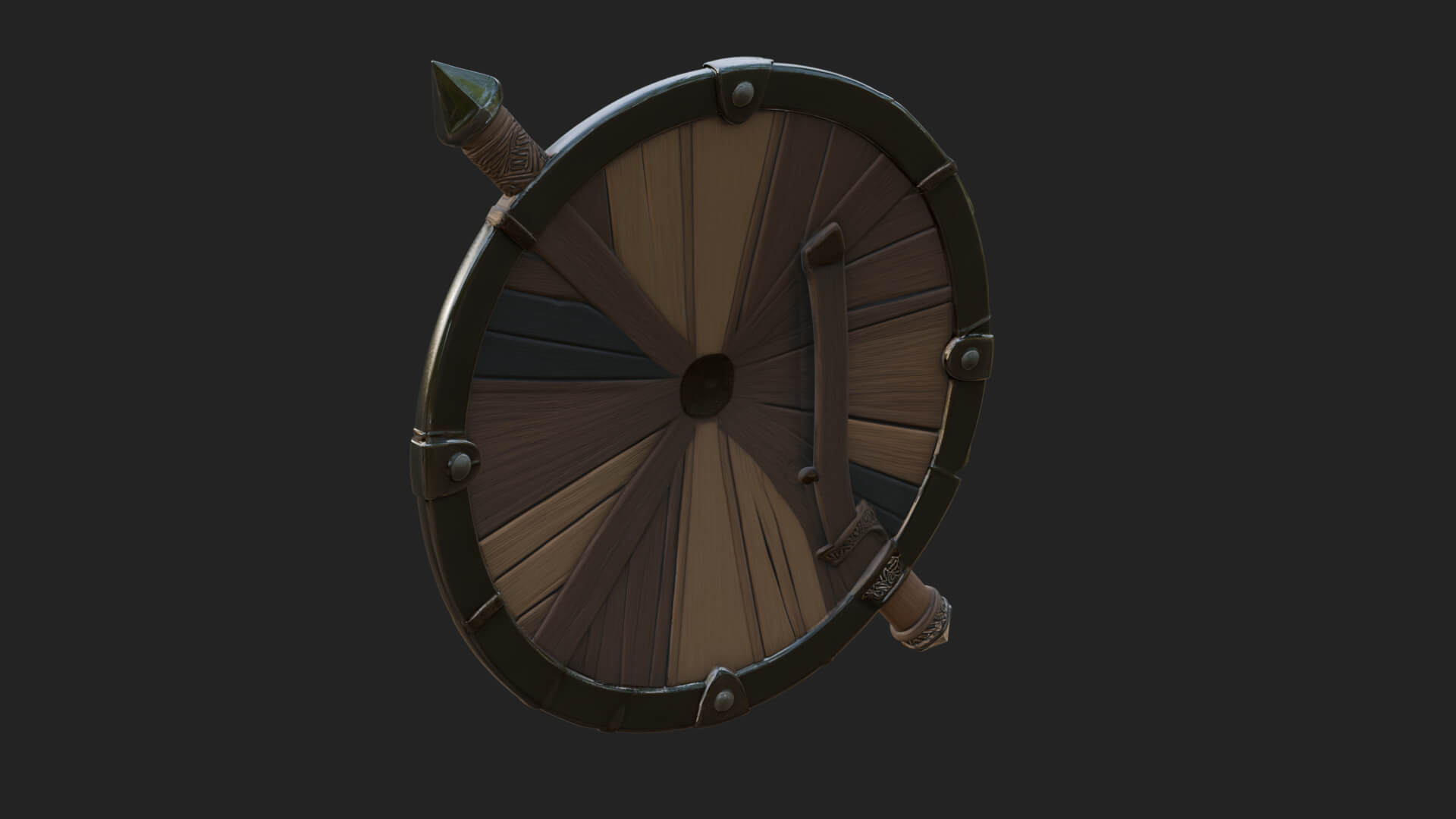 Riveted Round War Shield Model Design 18 3D Print Model 3D Model