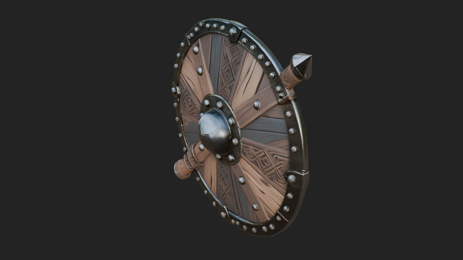 Riveted Round War Shield Model Design 18 3D Print Model 3D Model